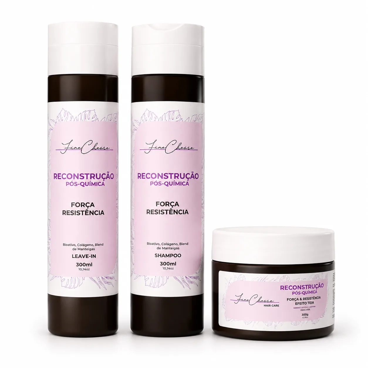 Kit Reconstrução Teia Manutenção Fino Cheiro (Shampoo + Máscara + Leave-in 300ml)